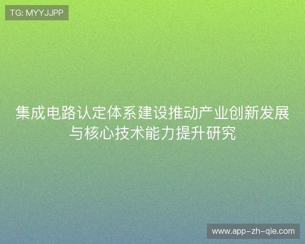 集成电路认定体系建设推动产业创新发展与核心技术能力提升研究